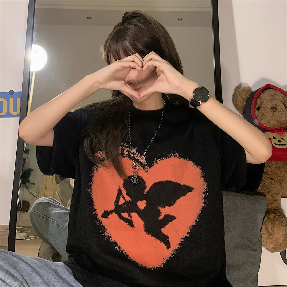 Punk Hip-Hop Oversized T-Shirt Women 2022 Summer New Fashion Angel Print Round Neck Short-Sleeved Tops
Punk Hip-Hop Oversized T-Shirt Women 2022 Summer New Fashion Angel Print Round Neck Short-Sleeved Tops