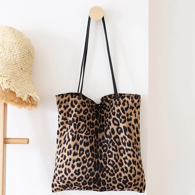 

Classic Leopard Printing Top-handle Bag Female Casual Open Top-handle Shopping Bag Shopper Women Feminine Fierce Fabric Handbag