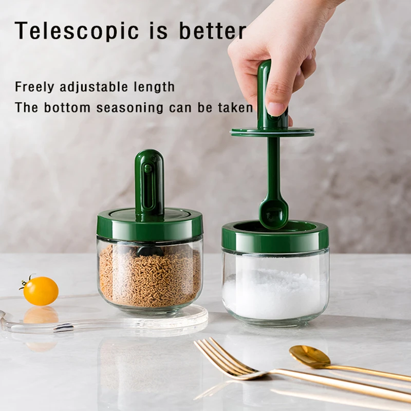 Retractable Condiment Box Spoon Cover Integral Salt Condiment Jar Glass Spice Bottles Kitchen Seasoning Storage Quantitative
Retractable Condiment Box Spoon Cover Integral Salt Condiment Jar Glass Spice Bottles Kitchen Seasoning Storage Quantitative