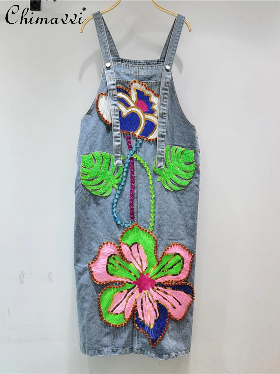 European Style Suspender Dress 2022 Summer Dresses New Fashion Casual Mid-Length Sequined Flower Denim Dress for Women All-match
European Style Suspender Dress 2022 Summer Dresses New Fashion Casual Mid-Length Sequined Flower Denim Dress for Women All-match