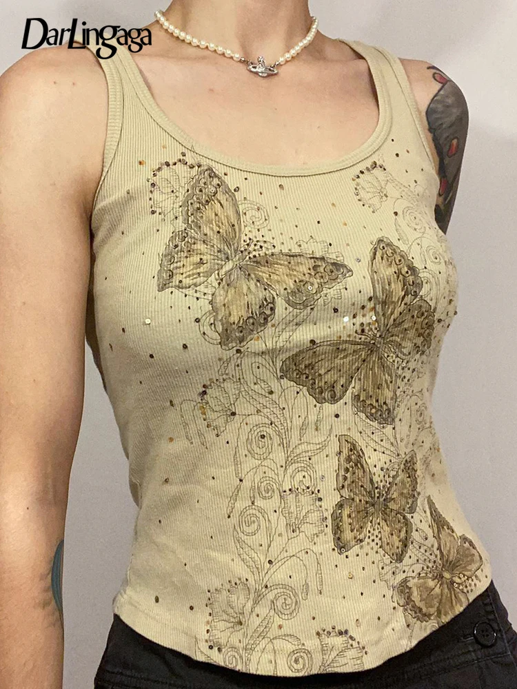 Darlingaga Y2K Vintage Fairycore Butterfly Print Vest Ribbed Women Tops Tank Rhinestone 2000s Aesthetic Summer Crop Top Outfits
Darlingaga Y2K Vintage Fairycore Butterfly Print Vest Ribbed Women Tops Tank Rhinestone 2000s Aesthetic Summer Crop Top Outfits