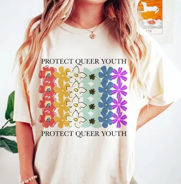 Защитная Молодежная рубашка Queer хлопковая с цветочным рисунком рубашка-гордость