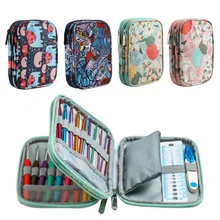 Knitting Needles Case Travel Pouch Organizer Storage Bag for Circular Knitting Needles Crochet Hooks Sewing Accessories Kit Bag