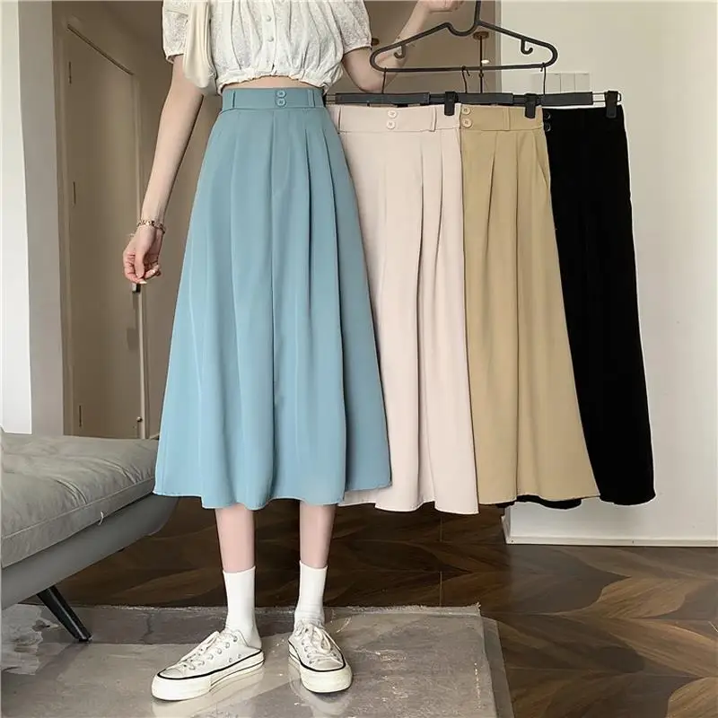 Elegant Long Button Skirts New Arrival 2022 Spring Korean Style Solid Color High Waist Office Lady Women A-line Chic Skirt
Elegant Long Button Skirts New Arrival 2022 Spring Korean Style Solid Color High Waist Office Lady Women A-line Chic Skirt