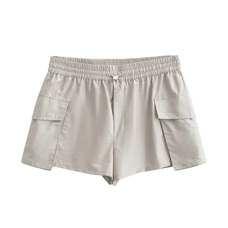 

TRAF Ladies Mid Rise Sports Shorts Soild Adjustable Elasticated Waistband Shorts Side Patch Pockets Design Fashion Smiple Shorts