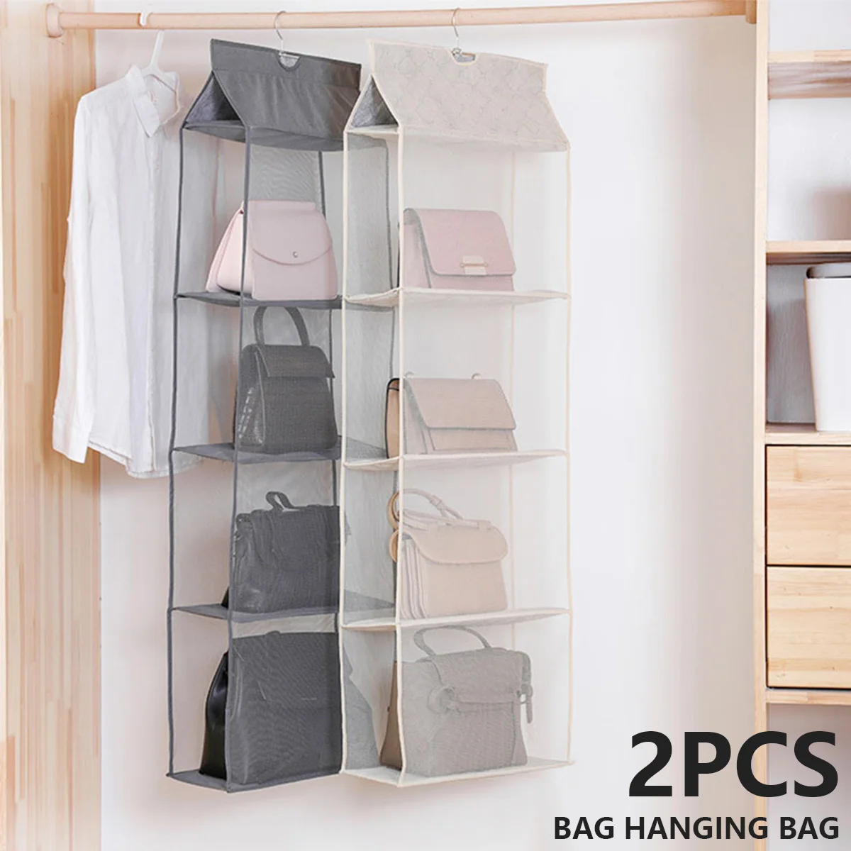 2pcs Handbag Hanging Organizer Three-Dimensional Handbag Storage Hanging Bag with Hard Compartment Board 4-layer Space Saving
2pcs Handbag Hanging Organizer Three-Dimensional Handbag Storage Hanging Bag with Hard Compartment Board 4-layer Space Saving