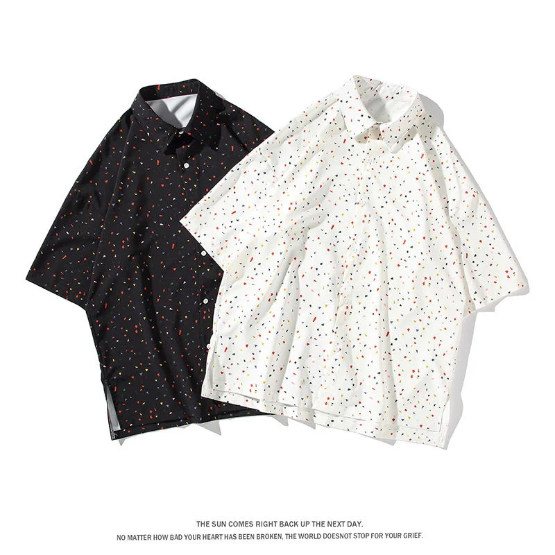 Summer Black White Shirt Men Fashion Print Casual Shirt Men Korean Style Loose Short Sleeve Shirts Mens Oversized Shirt S-2XL
Summer Black White Shirt Men Fashion Print Casual Shirt Men Korean Style Loose Short Sleeve Shirts Mens Oversized Shirt S-2XL