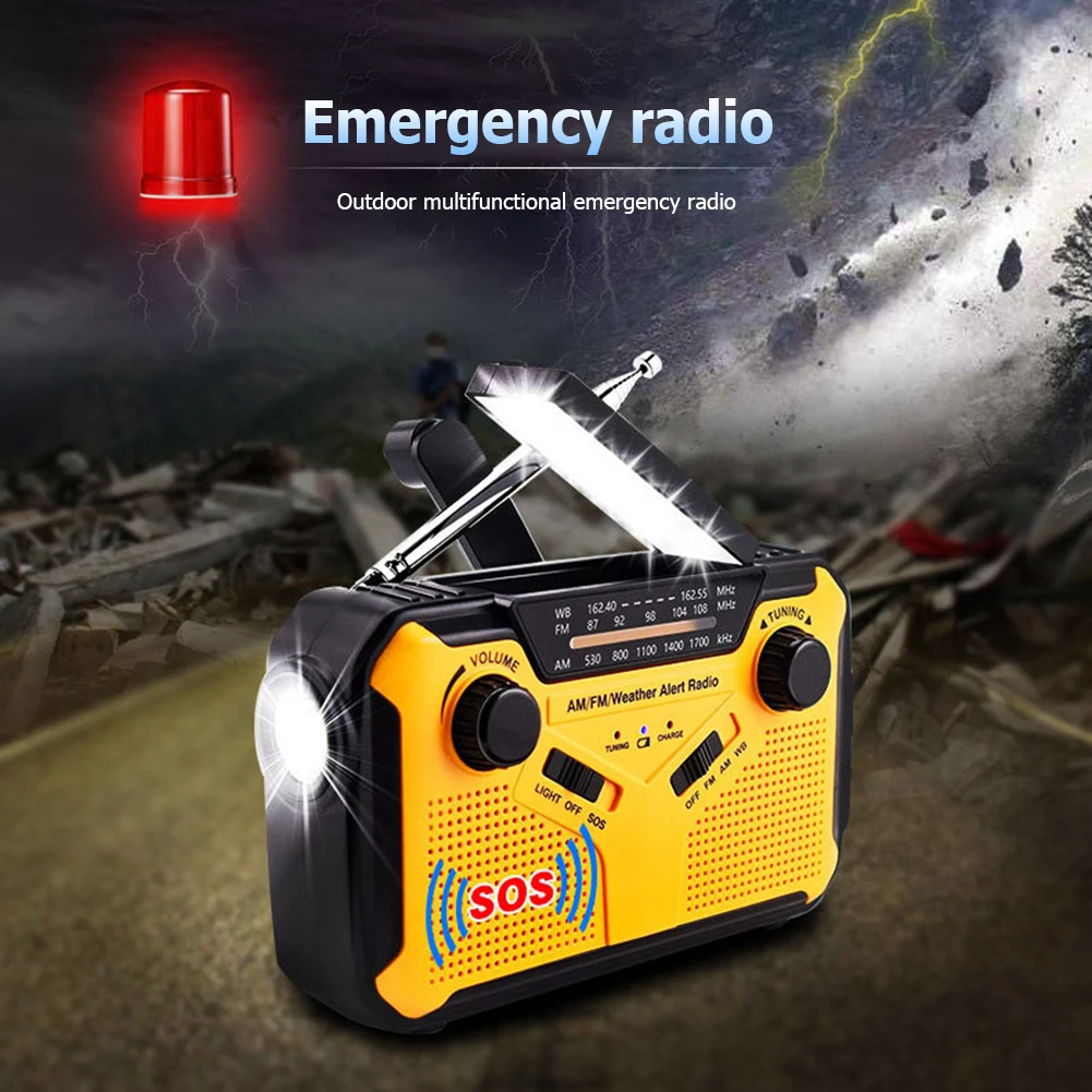 Weather Broadcast Solar Hand Crank Radio Multifunctional Emergency Radio with LED Flashlight SOS Alarm for Outdoor Survival
Weather Broadcast Solar Hand Crank Radio Multifunctional Emergency Radio with LED Flashlight SOS Alarm for Outdoor Survival