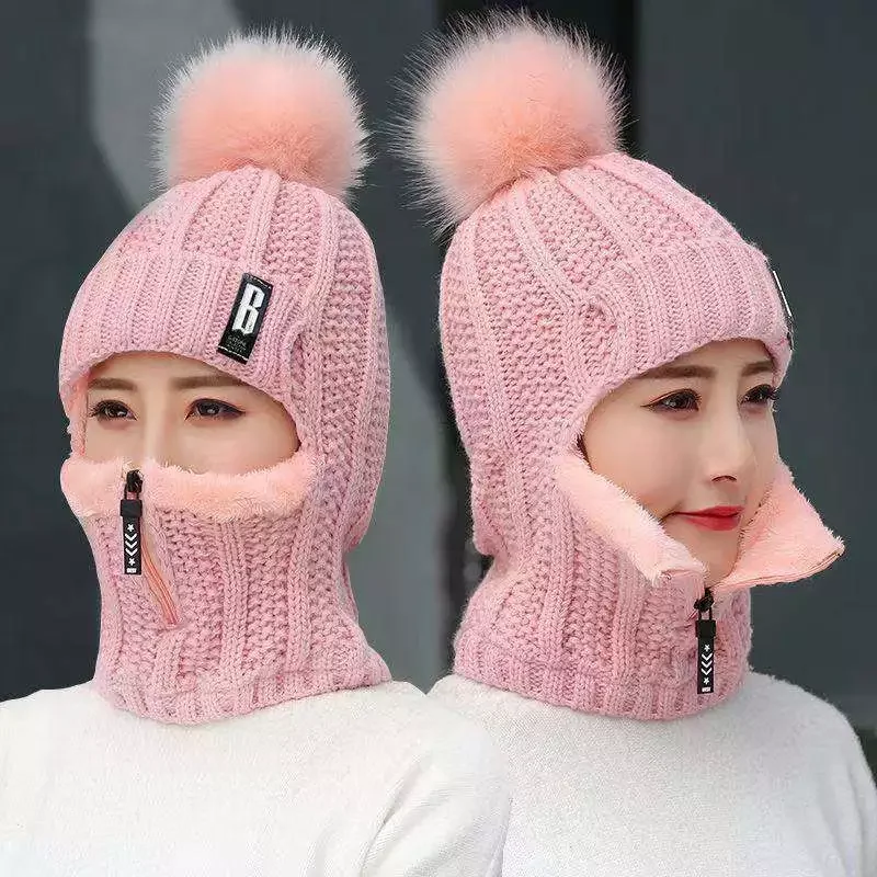 Winter Knitted Hats Add Fur Lined Warm Winter Hats for Women with Zipper Keep Warmer Balaclava Pompoms Cap Women Hats
Winter Knitted Hats Add Fur Lined Warm Winter Hats for Women with Zipper Keep Warmer Balaclava Pompoms Cap Women Hats