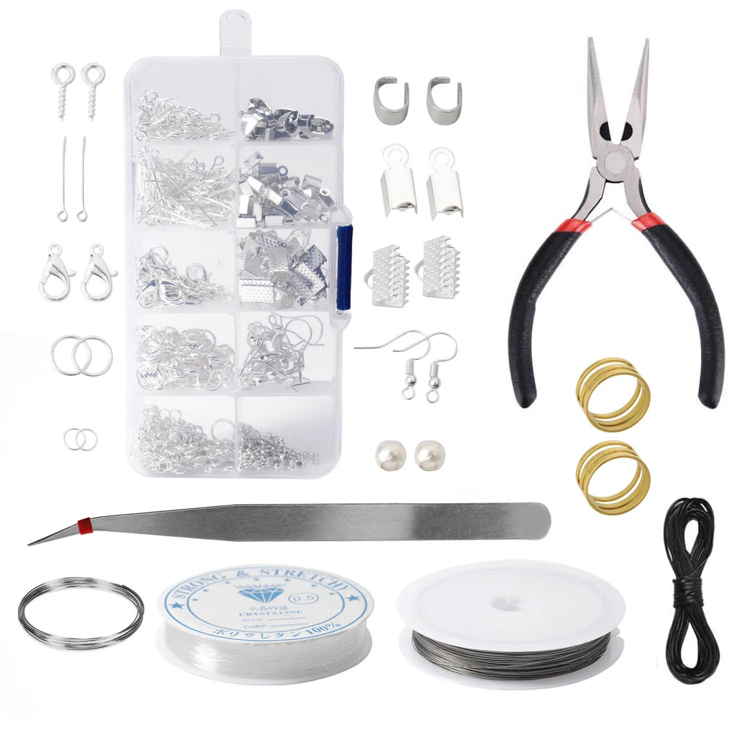 Jewelry Making Kit Bead Making and Repair Tools, Pliers and Silver Bead Wire for Beginners to Make Necklaces, Earrings
Jewelry Making Kit Bead Making and Repair Tools, Pliers and Silver Bead Wire for Beginners to Make Necklaces, Earrings