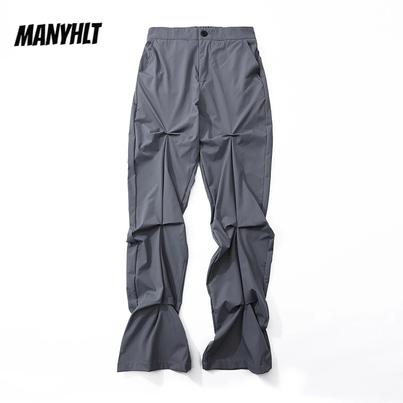 

Ruched Streetwear Casual Solid Cargo Pants Mens Straight Black Vibe Style Gray Pleated Loose Overalls Harajuku Retro Trousers