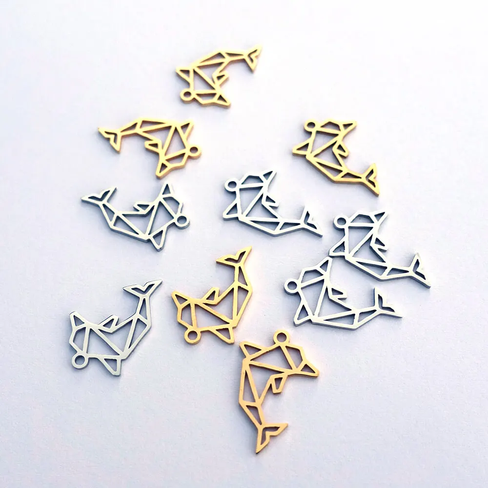 5 Piece Pack Dolphin Dangle Charm for Earrings Bracelets Necklace Grey Silver and Real Gold Stainless Steel Jewelry DIY Findings
5 Piece Pack Dolphin Dangle Charm for Earrings Bracelets Necklace Grey Silver and Real Gold Stainless Steel Jewelry DIY Findings