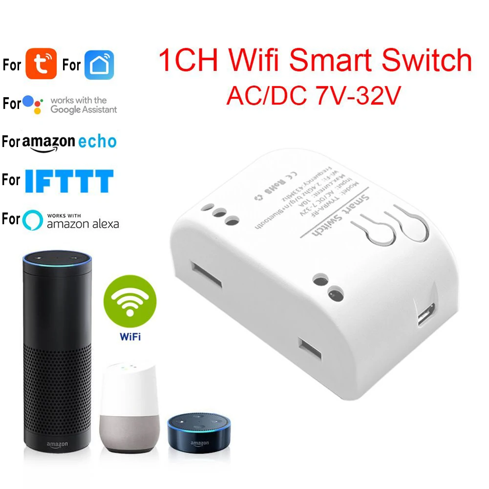 Умный модуль переключателя Wi-Fi Tuya, 1 канал, радиочастотный 433, реле дистанционного управления, реле для набора микрофона Wi-Fi, умный дом
Умный модуль переключателя Wi-Fi Tuya, 1 канал, радиочастотный 433, реле дистанционного управления, реле для набора микрофона Wi-Fi, умный дом