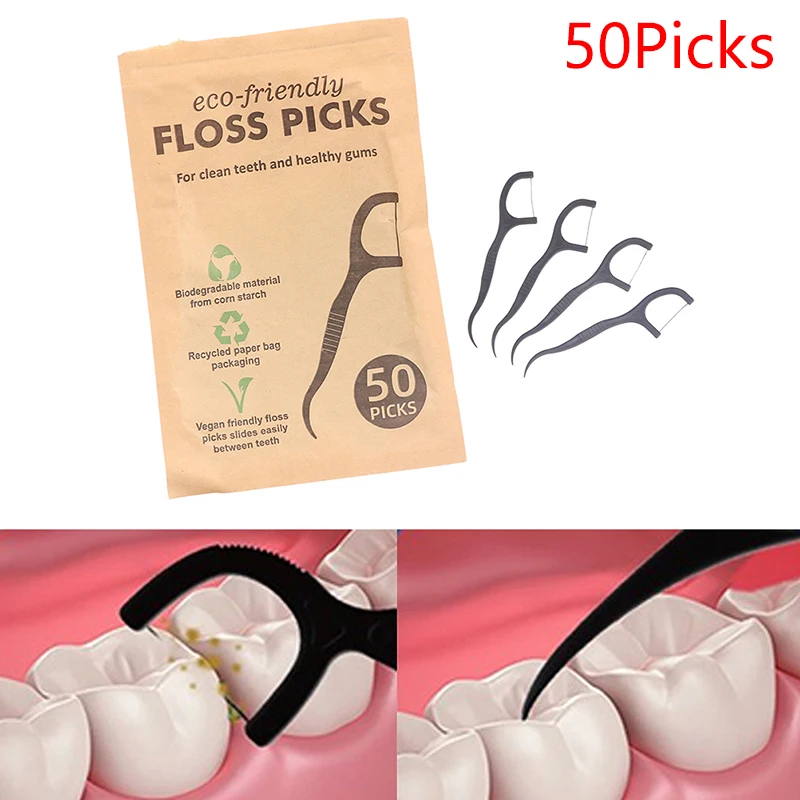 50Pcs Floss Dental Cleaning Flosser Degradable PLA Environmentally Dental Floss Sticks Toothpick with Threads
50Pcs Floss Dental Cleaning Flosser Degradable PLA Environmentally Dental Floss Sticks Toothpick with Threads