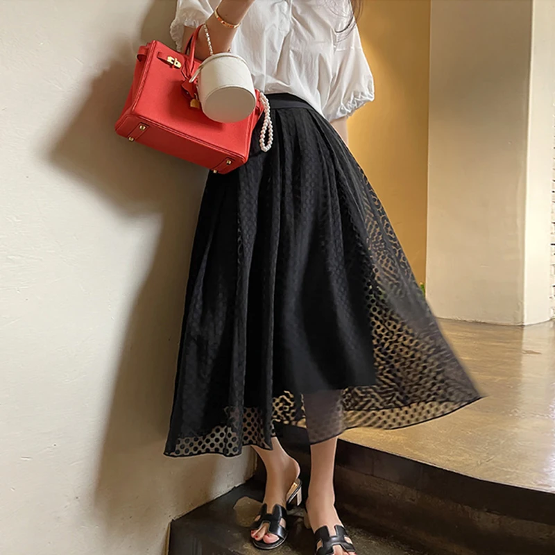 Clothland Women Sweet White Black Mesh Skirt Elastic Waist A Line Puffy Female Chic Casual Fashion Midi Skirts BA214
Clothland Women Sweet White Black Mesh Skirt Elastic Waist A Line Puffy Female Chic Casual Fashion Midi Skirts BA214