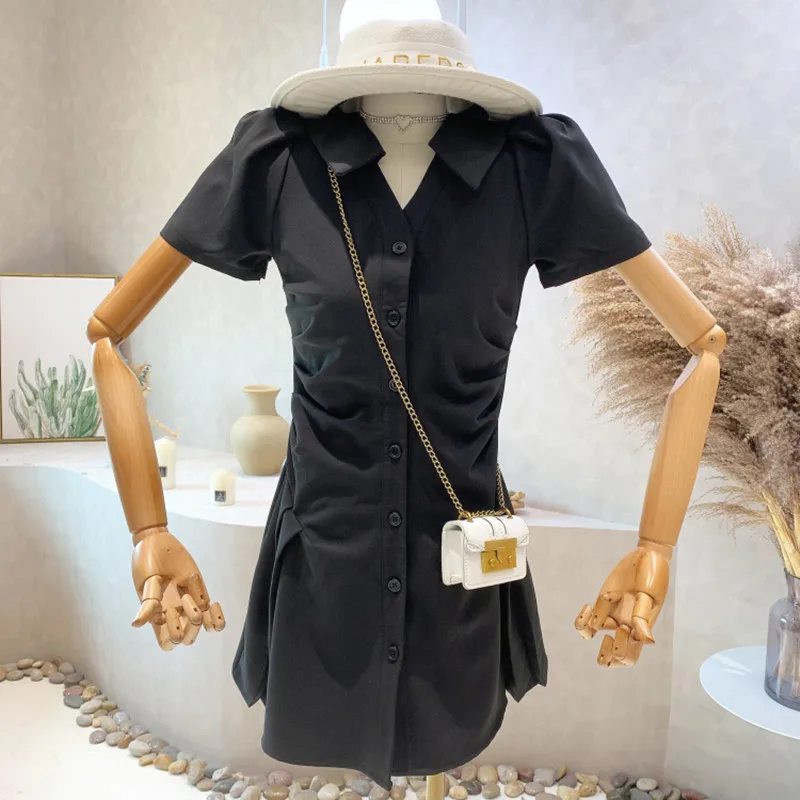 Niche Design New Women 2022 Summer Vintage Fold Design Shirt Dress Puff Sleeve Thin V-neck Dress Vestidos De Verano Mujer
Niche Design New Women 2022 Summer Vintage Fold Design Shirt Dress Puff Sleeve Thin V-neck Dress Vestidos De Verano Mujer