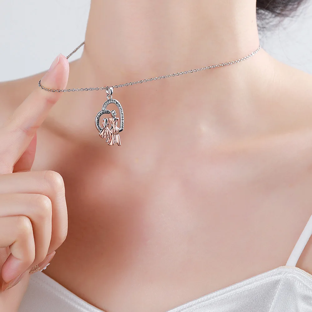 Mother's Day Gift Necklace Double Color Electroplated Zircon Figure Shape Pendant
Mother's Day Gift Necklace Double Color Electroplated Zircon Figure Shape Pendant