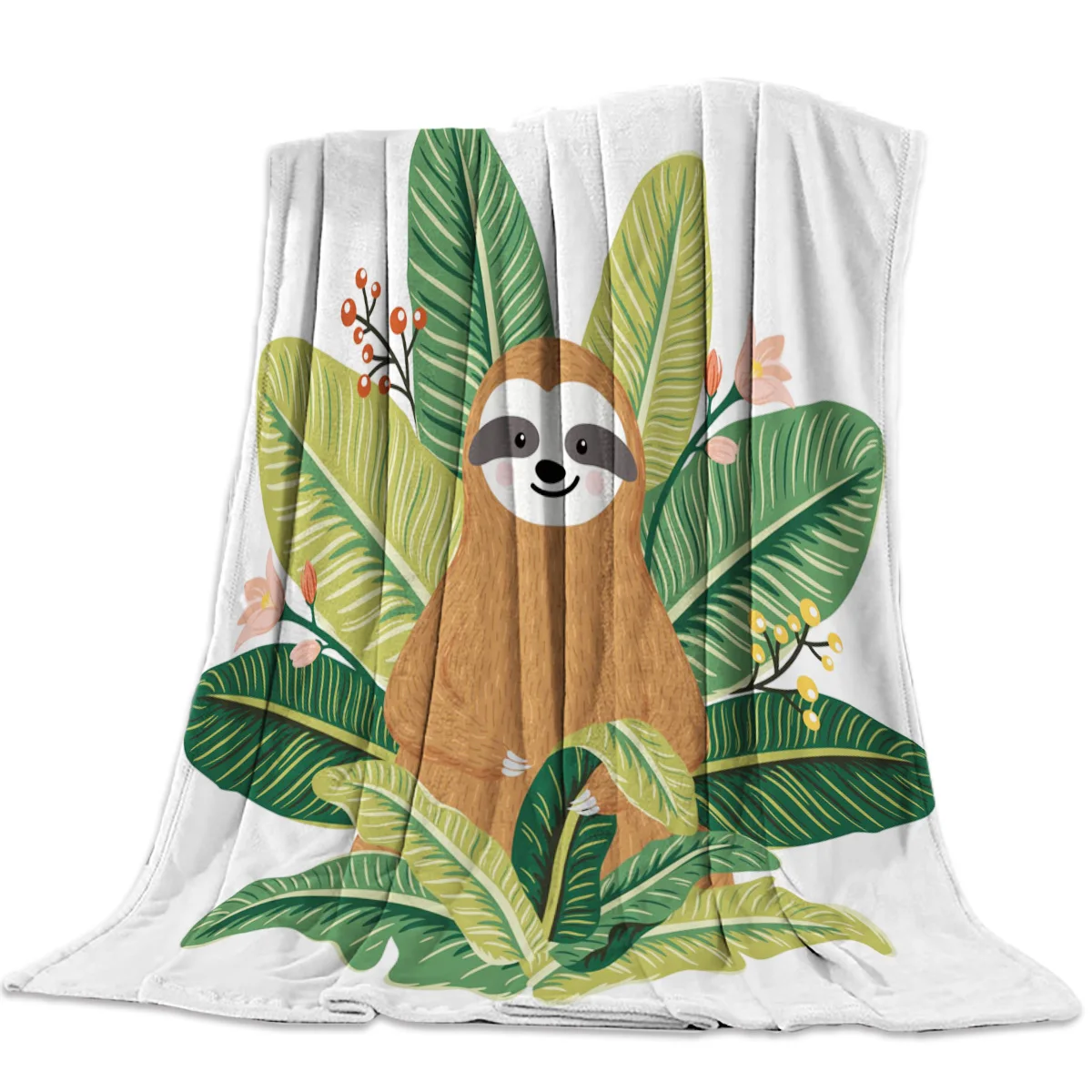 

Collection Sloth Families Flannel Blanket for Bed Sofa Portable Throw Funny Plush Bedspreads Soft Fleece