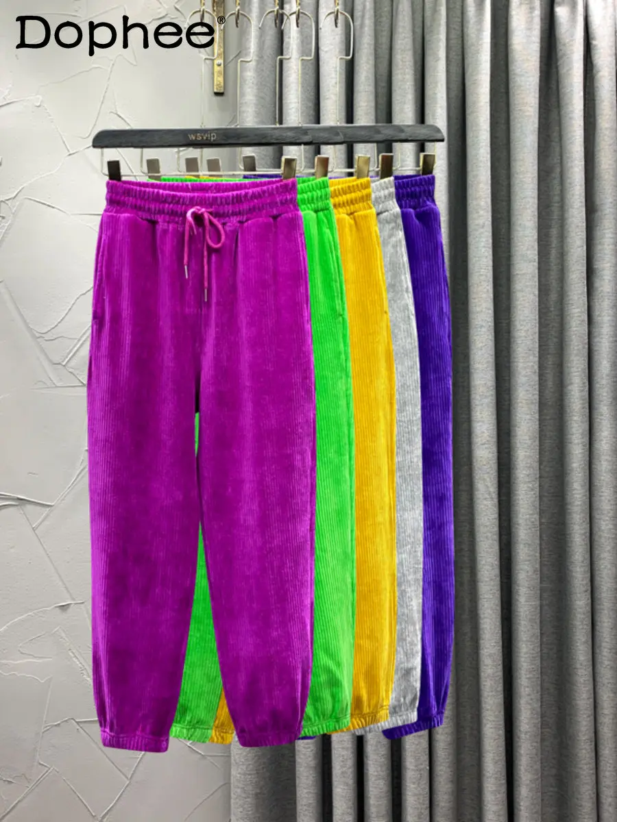 Candy Color Corduroy Sports Casual Sweatpants Women Autumn Winter New High Waist Loose Slimming Harem Pants Sweet Pink Trousers
Candy Color Corduroy Sports Casual Sweatpants Women Autumn Winter New High Waist Loose Slimming Harem Pants Sweet Pink Trousers