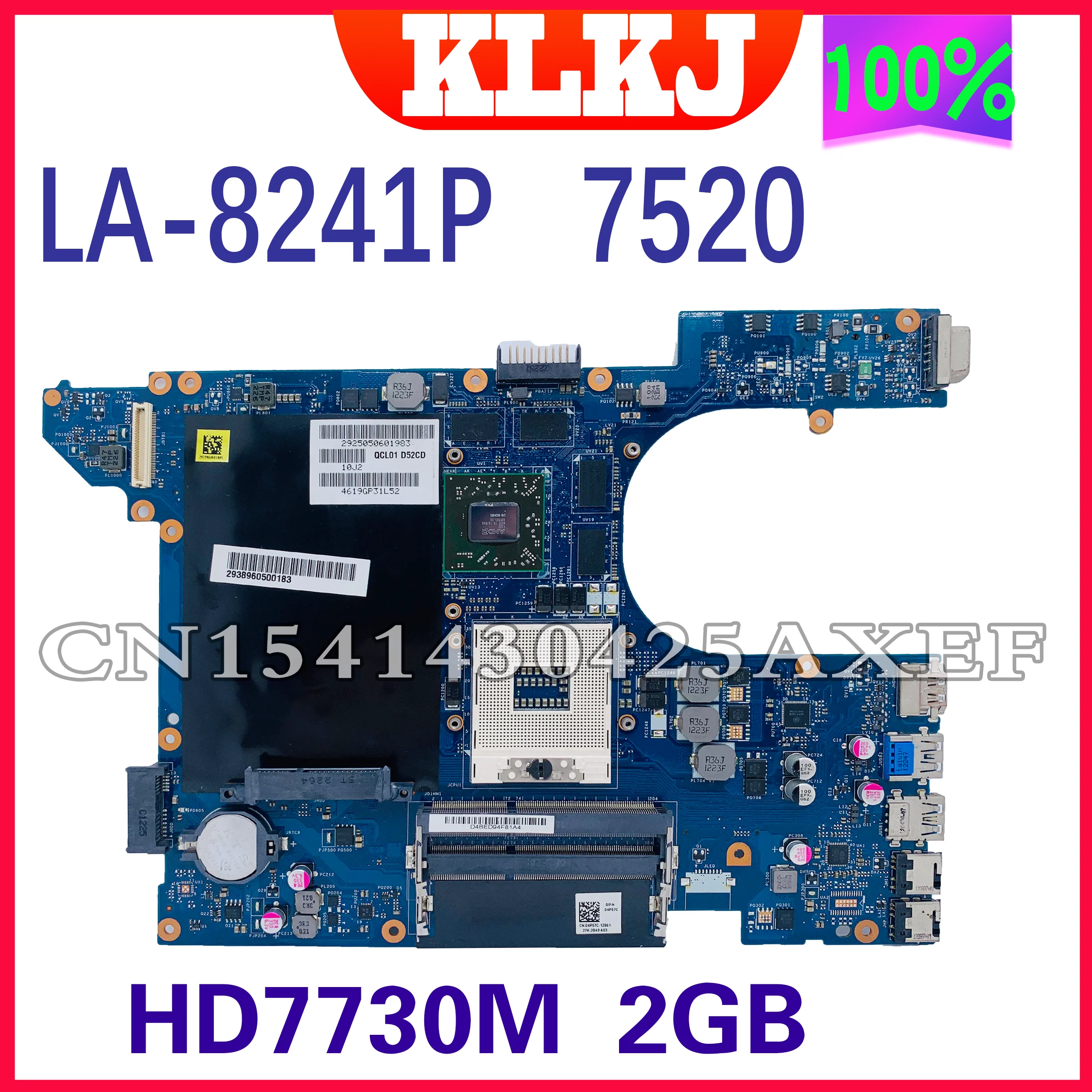 Материнская плата KLKJ QCL00 LA-8241P для ноутбука Dell Inspiron 15R-5520 7520 AMD-1GB/2GB оригинальная