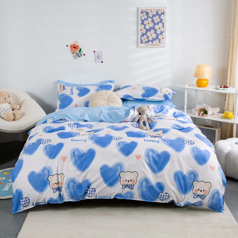 Evich Blue White Color Bedding Set Bear and Heart Single Double Queen Size Duvet Cover Four Seasons Home Textile Pillowcase
Evich Blue White Color Bedding Set Bear and Heart Single Double Queen Size Duvet Cover Four Seasons Home Textile Pillowcase