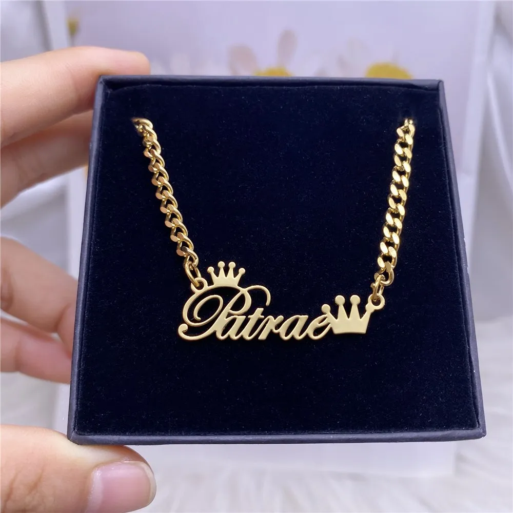Custom Name Necklace with Crown Stainless Steel Cuban Chain Necklace Custom Choker Gold Necklace Jewelry Valentine's Day Gift
Custom Name Necklace with Crown Stainless Steel Cuban Chain Necklace Custom Choker Gold Necklace Jewelry Valentine's Day Gift