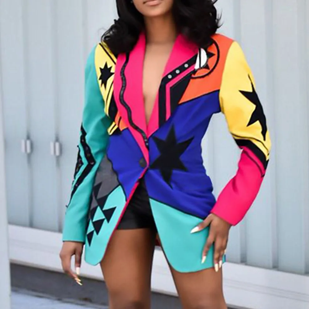 Women's Casual Blazer One Button Notched Lapel Long Sleeve Spring Autumn Fashion Geometric Print Blazer Ladies Slim Fit Overcoat
Women's Casual Blazer One Button Notched Lapel Long Sleeve Spring Autumn Fashion Geometric Print Blazer Ladies Slim Fit Overcoat