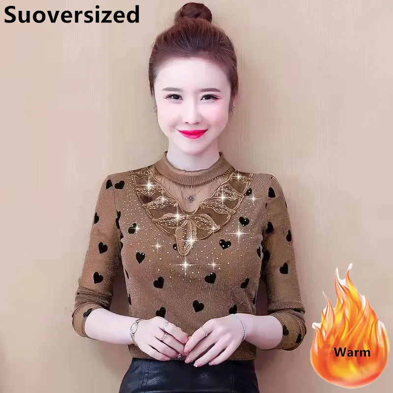 Women's Lace Hollow Out Bottoming T-shirts Tops Winter Warm Thicken Tee Pullover Korean Casual Slim Oversized 5xl Elegant Jumper
Women's Lace Hollow Out Bottoming T-shirts Tops Winter Warm Thicken Tee Pullover Korean Casual Slim Oversized 5xl Elegant Jumper
