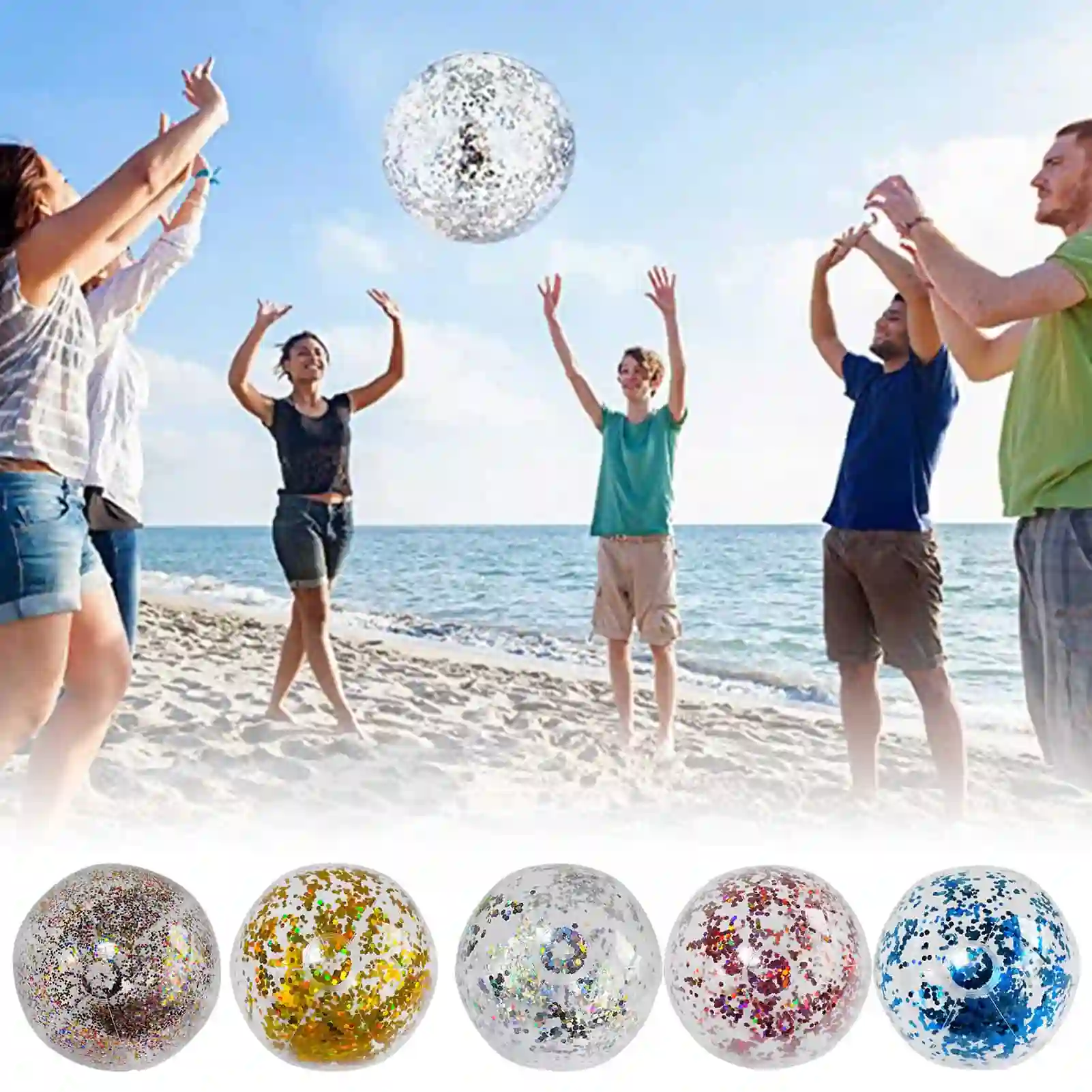 Inflatable Glitter Beach Ball Transparent Confetti Ball Sequin Beach Balls for Summer Beach Swimming Pool Party Favor for Kids
Inflatable Glitter Beach Ball Transparent Confetti Ball Sequin Beach Balls for Summer Beach Swimming Pool Party Favor for Kids