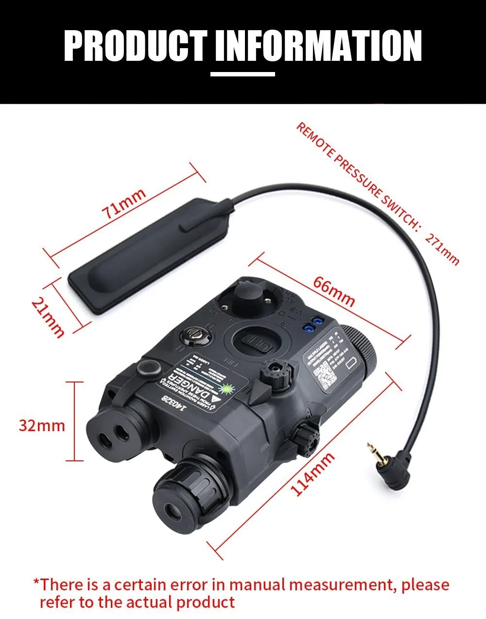 WADSN Tactical PEQ 15 LA5 Green Blue Red Dot Laser with IR Illuminator PEQ Airsoft Pressure Switch M600 Flashlight Strobe
WADSN Tactical PEQ 15 LA5 Green Blue Red Dot Laser with IR Illuminator PEQ Airsoft Pressure Switch M600 Flashlight Strobe