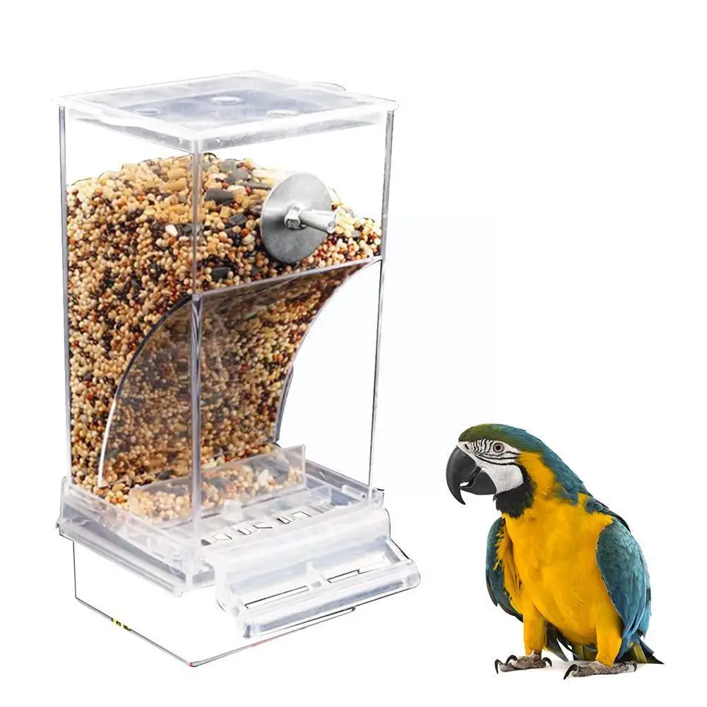 

Автоматическая кормушка для птиц, контейнер из акрила для попугаев и семян, пищевой клетка, аксессуары для кормления канареек, тараканов, птиц, D P2E9