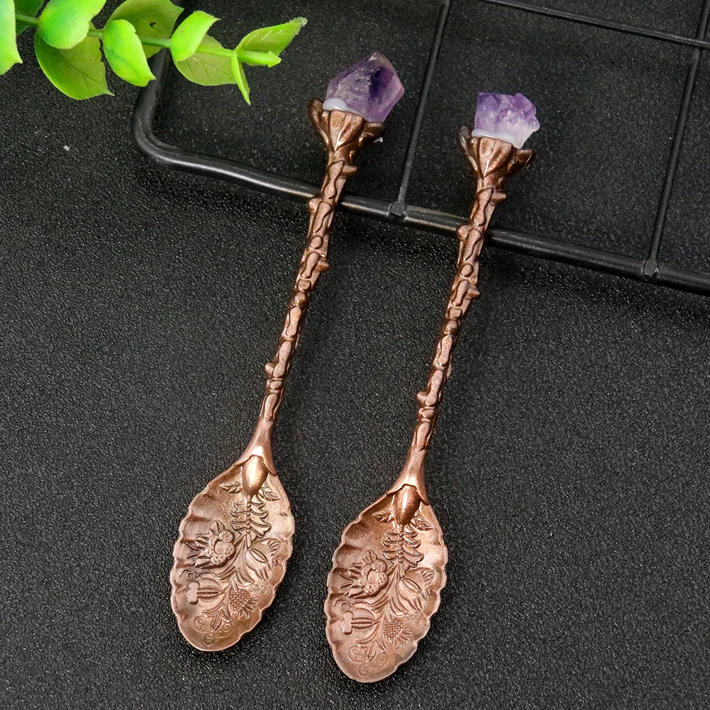 Natural Irregular Amethyst Quarz Drusy Specialty Spoon Embossed Flower Foliage Twig Dessert Cake Coffee Stirring Spoon Tableware
Natural Irregular Amethyst Quarz Drusy Specialty Spoon Embossed Flower Foliage Twig Dessert Cake Coffee Stirring Spoon Tableware