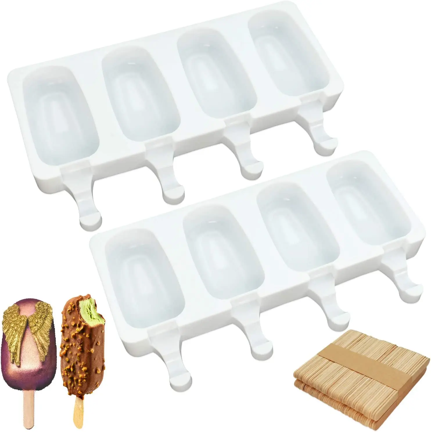 Popsicle Molds (Set of 2), Large Silicone Ice Pop Molds 4 Cavities Oval Homemade Cake Popsicle Maker with 50 Wooden Sticks
Popsicle Molds (Set of 2), Large Silicone Ice Pop Molds 4 Cavities Oval Homemade Cake Popsicle Maker with 50 Wooden Sticks