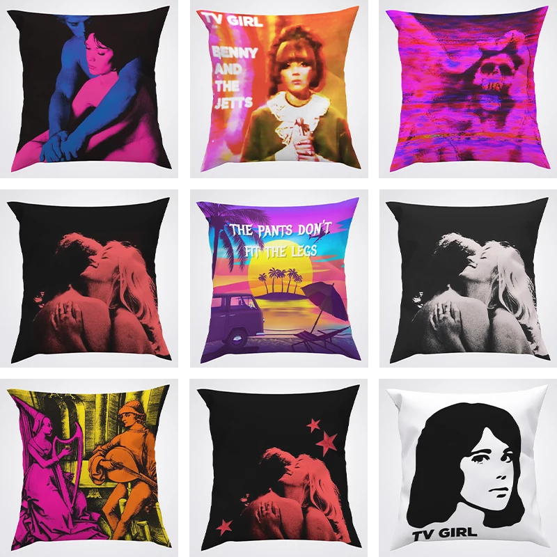 

TV Girl Pillow Cover Retro Decorative Pillows for Sofa Pillowcase Pillowcases 50x50 45x45 Cushions Covers Pilow Cases Fall Decor