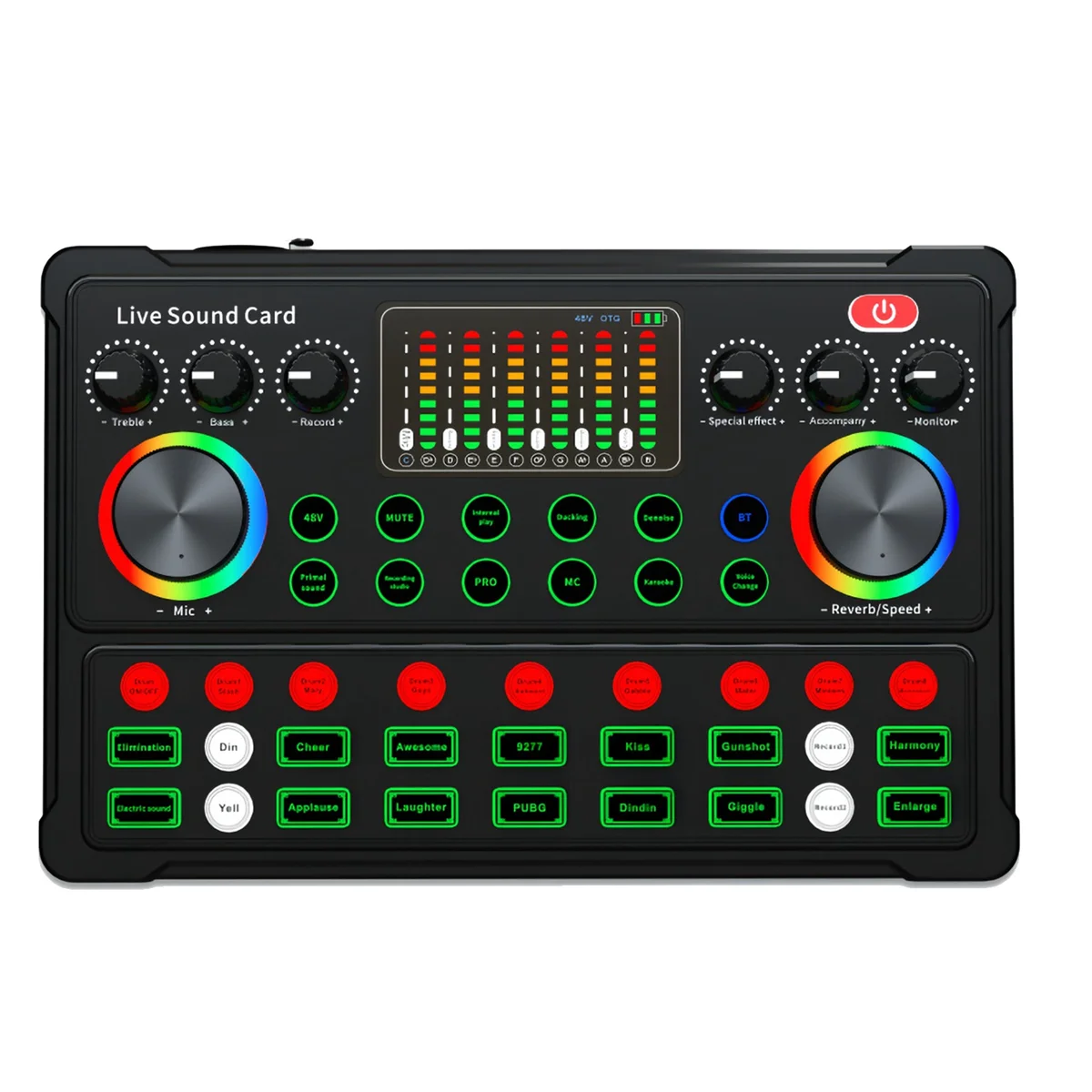 M3 RGB LED Wireless Bluetooth Compatible External Mixer Sound Card Noise Reduction for Live Streaming Singing Recording
M3 RGB LED Wireless Bluetooth Compatible External Mixer Sound Card Noise Reduction for Live Streaming Singing Recording