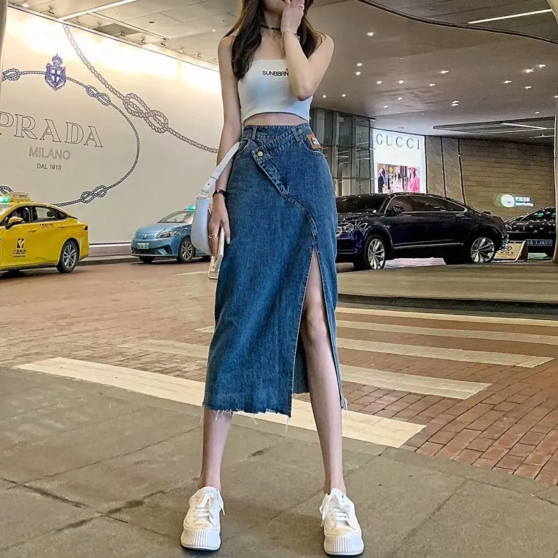 Women's Retro Irregular Split Denim Skirts 2022 Summer New High-Waisted Slim Long A-Line Bag Hip Denim Skirt Clothes Ropa Mujer
Women's Retro Irregular Split Denim Skirts 2022 Summer New High-Waisted Slim Long A-Line Bag Hip Denim Skirt Clothes Ropa Mujer