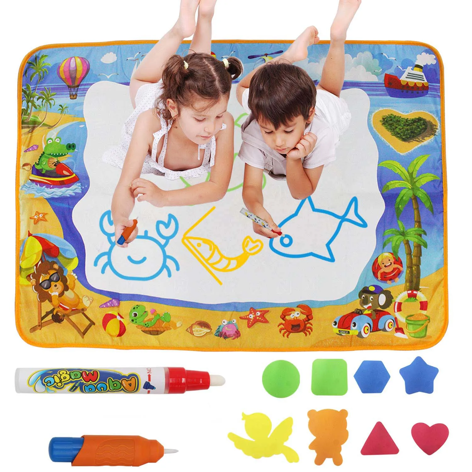 

Magic Water Painting Mat with Magic Water Pen Write Graffiti Pen Doodle Baby Toy Creative Children's Educational Toys 100x70CM
