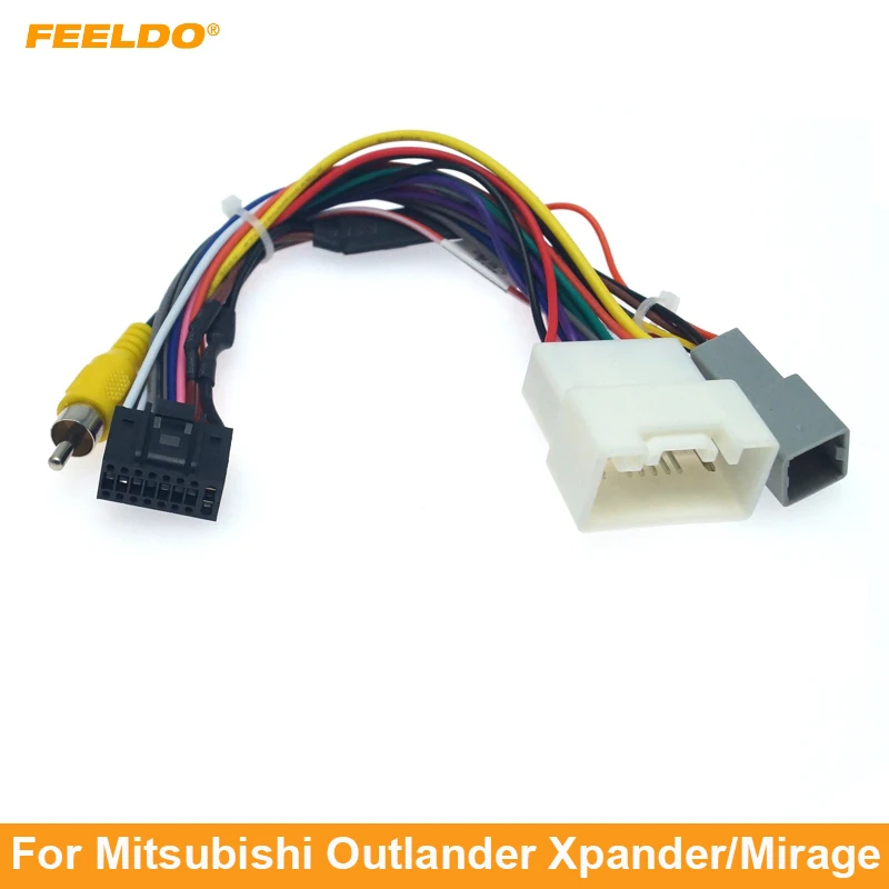 

FEELDO 1PC Car Stereo Radio 16PIN Adaptor Power Cable For Mitsubishi Outlander Xpander/Mirage Audio 16Pin Wiring Harness