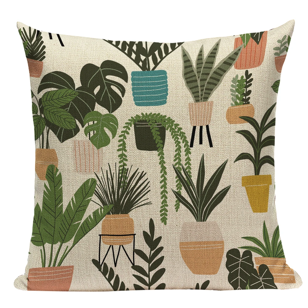 

Nordic Leaves Cushion Cover Pillowcase Retro Throw Pillows Floral Home Decor 45x45 Upholstery European Style Textile Plant E2211