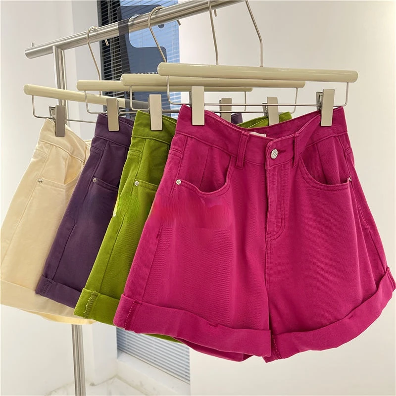 Candy Color Denim Shorts Women Summer 2023 Korea Style Casual Women's Shorts Rose Red Green Button Fly Wide Leg Short Pants
Candy Color Denim Shorts Women Summer 2023 Korea Style Casual Women's Shorts Rose Red Green Button Fly Wide Leg Short Pants
