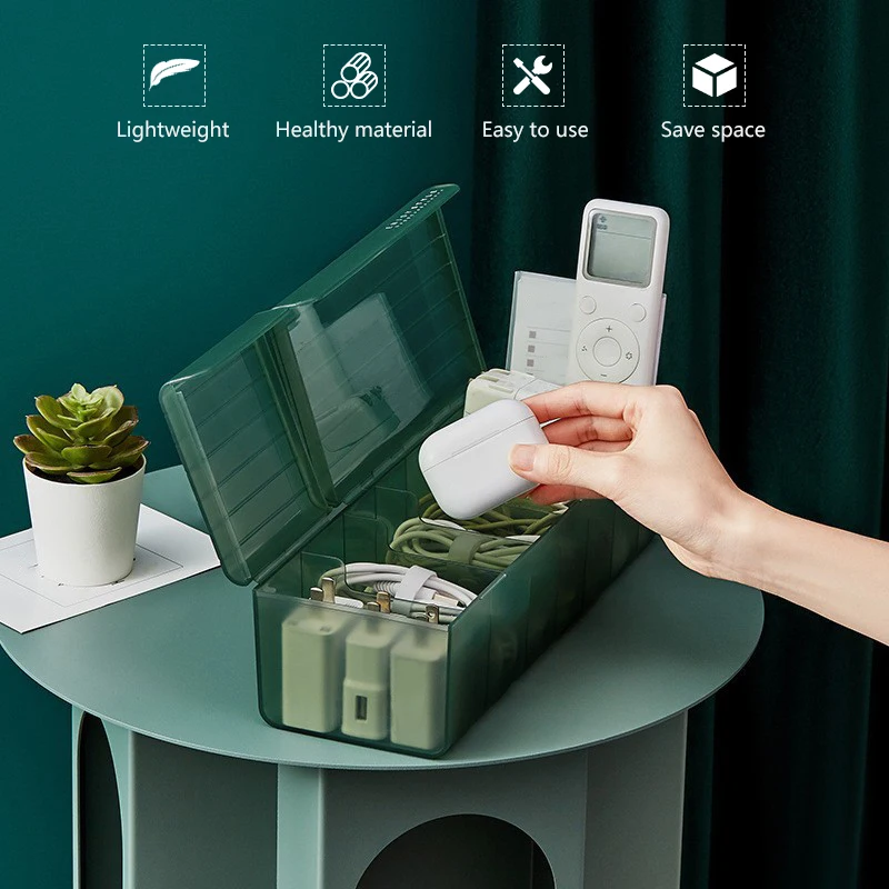Cable Storage Box Plastic Data Charging Line Storage Container for Desk Stationery Organizer Multifunctional Box for Headset
Cable Storage Box Plastic Data Charging Line Storage Container for Desk Stationery Organizer Multifunctional Box for Headset