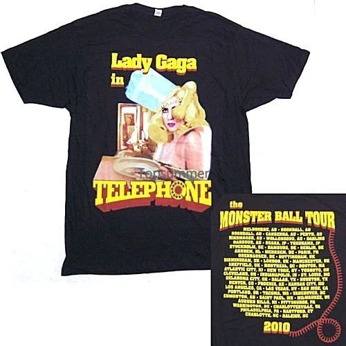 

Lady Gaga Telephone Monster Ball Tour 2010 2011 Black T Shirt New Official T-Shirt Mens Fashion Men Harajuku