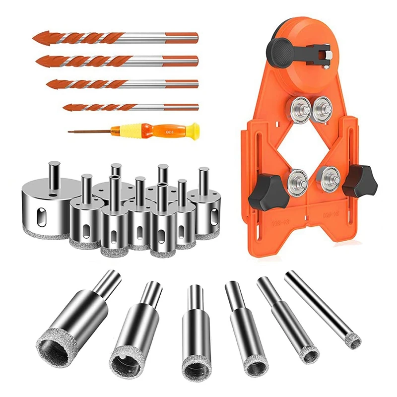 21Pcs Diamond Hole Saw Set, Diamond Drill Bits 6-50mm,Tile Hole Saw Set with Adjustable Hole Saw Guidance Fixture
21Pcs Diamond Hole Saw Set, Diamond Drill Bits 6-50mm,Tile Hole Saw Set with Adjustable Hole Saw Guidance Fixture