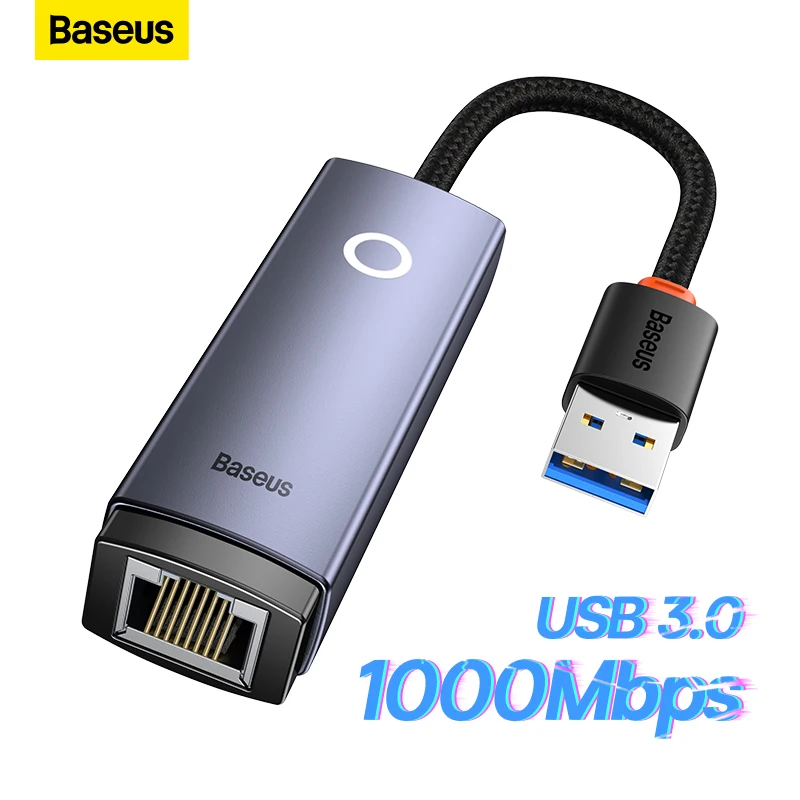 

Baseus USB Ethernet Adapter Type C USB3.0 2.0 1000Mbps/100Mbps to RJ45 LAN Port Adapter for Laptop PC Nintendo Switch Mi Box