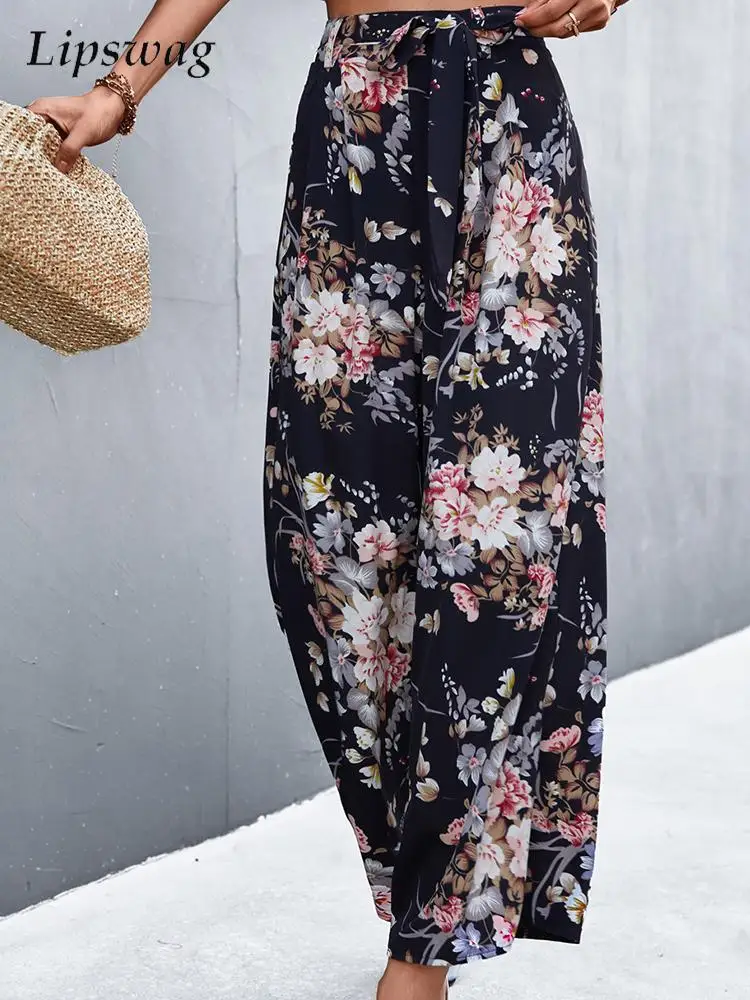 Summer Ladies Floral Print High Waist Trousers Casual Women Loose Wide Leg Pants Boho Lace Up Straight Long Trousers Streetwear
Summer Ladies Floral Print High Waist Trousers Casual Women Loose Wide Leg Pants Boho Lace Up Straight Long Trousers Streetwear