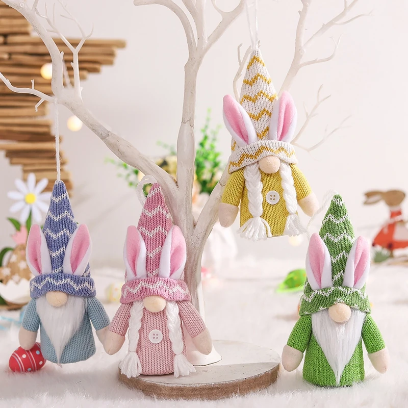 Easter Decorations Creative Cute Rabbit Ears Doll Pendant Knitted Cloth Faceless Gnome Bunny Ornament for Home Kids Holiday
Easter Decorations Creative Cute Rabbit Ears Doll Pendant Knitted Cloth Faceless Gnome Bunny Ornament for Home Kids Holiday
