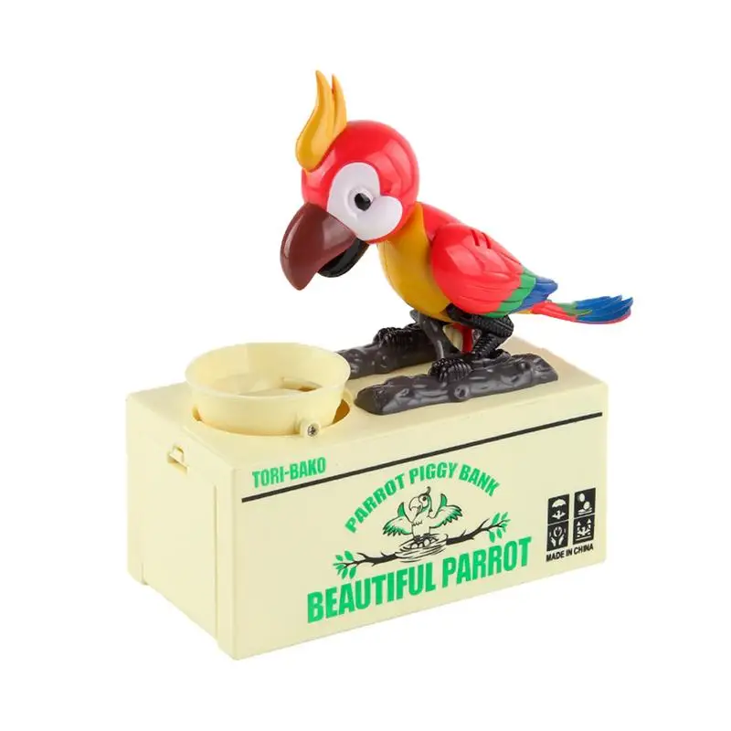 

Cute Parrot Piggy Bank Hungry Parrot Piggy Bank For Stealing Eating Coin Money Penny Cents Coin Munching Toy Money Saving Box