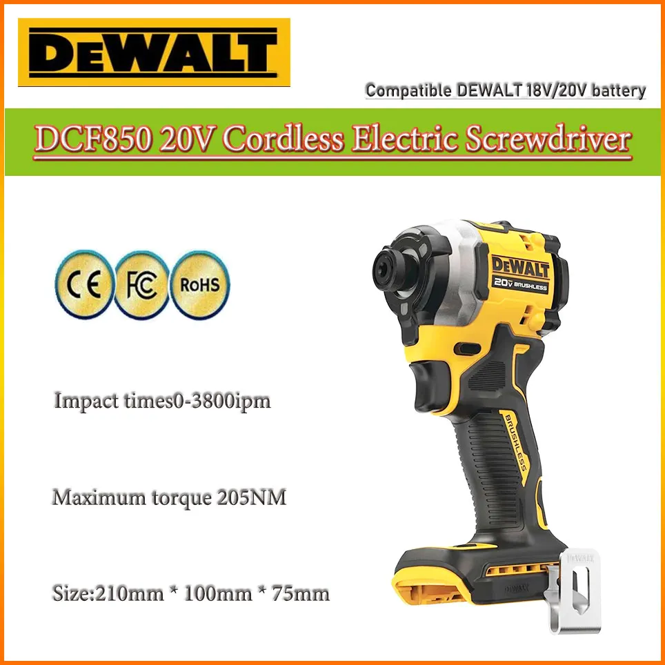 DEWALT DCF850 18V/20V Cordless Electric Screwdriver 205NM Brushless Motor Dewalt Electric Impact Wrench Rechargable Drill Driver
DEWALT DCF850 18V/20V Cordless Electric Screwdriver 205NM Brushless Motor Dewalt Electric Impact Wrench Rechargable Drill Driver