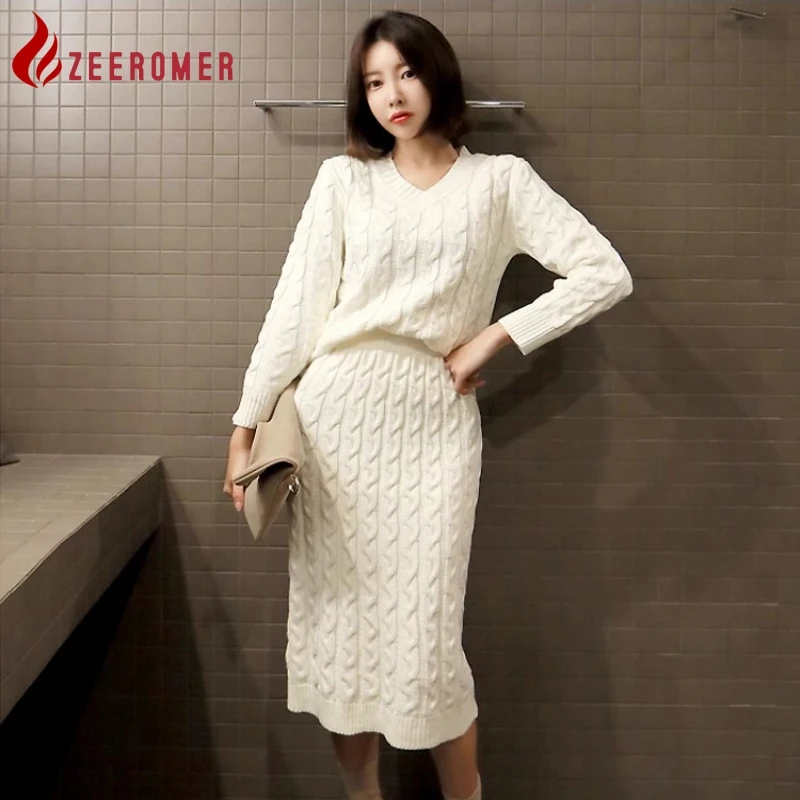 2023 Autumn Winter Elegant Knitted 2 Piece Set Women V-Neck Long Sleeve Loose Sweater Pullover + Elastic Slim Pencil Skirt Suit
2023 Autumn Winter Elegant Knitted 2 Piece Set Women V-Neck Long Sleeve Loose Sweater Pullover + Elastic Slim Pencil Skirt Suit
