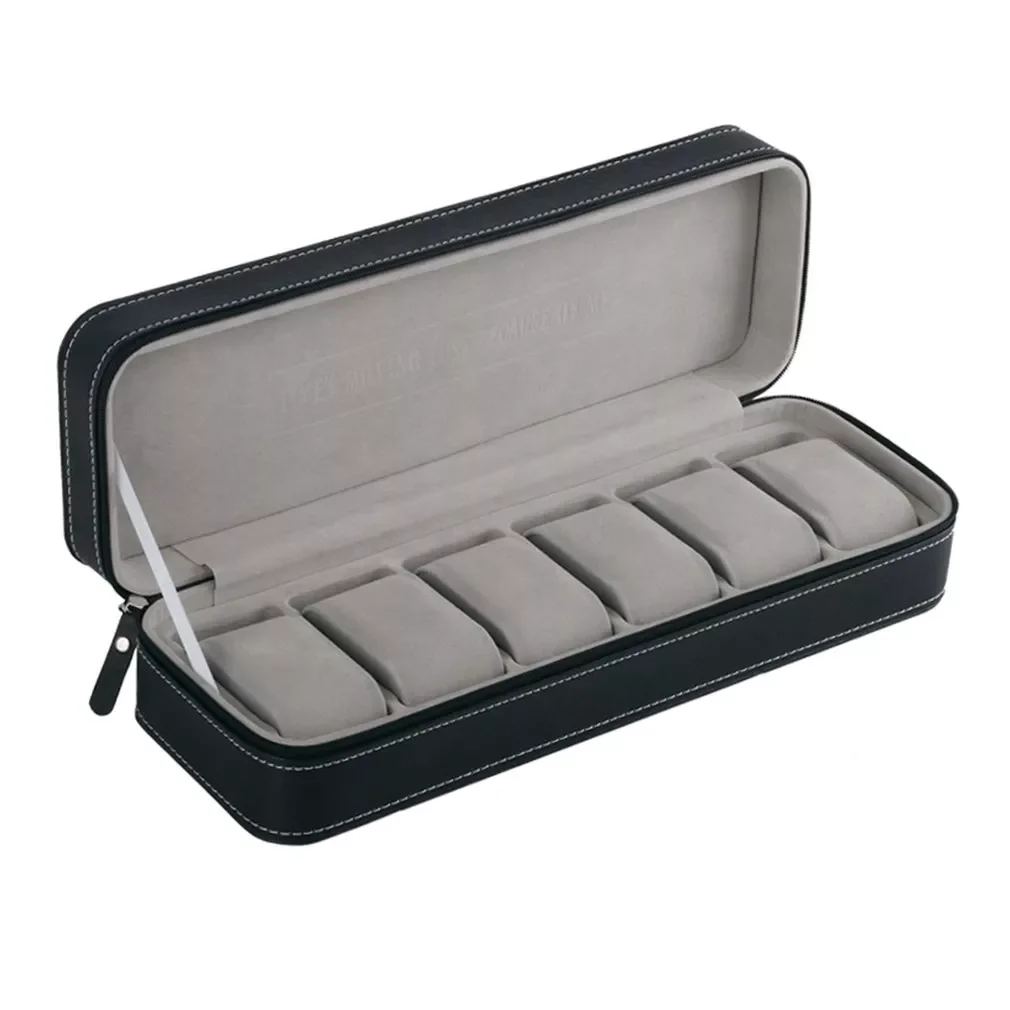 Portable 6 Slots PU Leather Watch Box Storage Organizer With Zipper Classic Style Multi-functional Bracelet Display Case
Portable 6 Slots PU Leather Watch Box Storage Organizer With Zipper Classic Style Multi-functional Bracelet Display Case